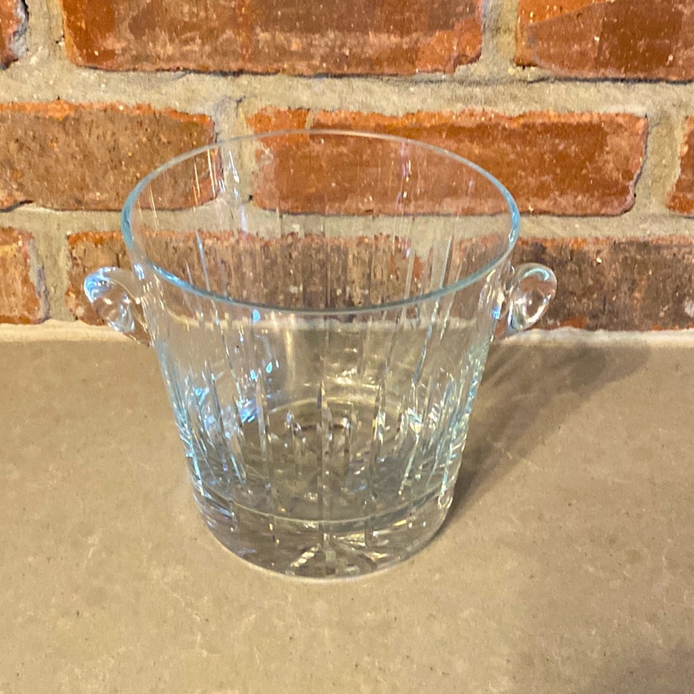 Crystal bucket with handles 6” diameter 5” deep